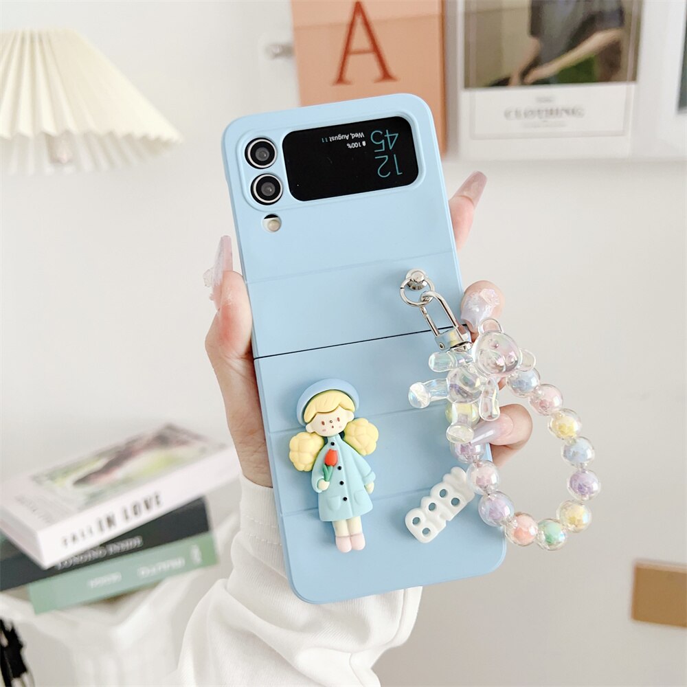 Cute Cartoon 3D Bear Samsung Galaxy Z Flip 5 4 3 Case