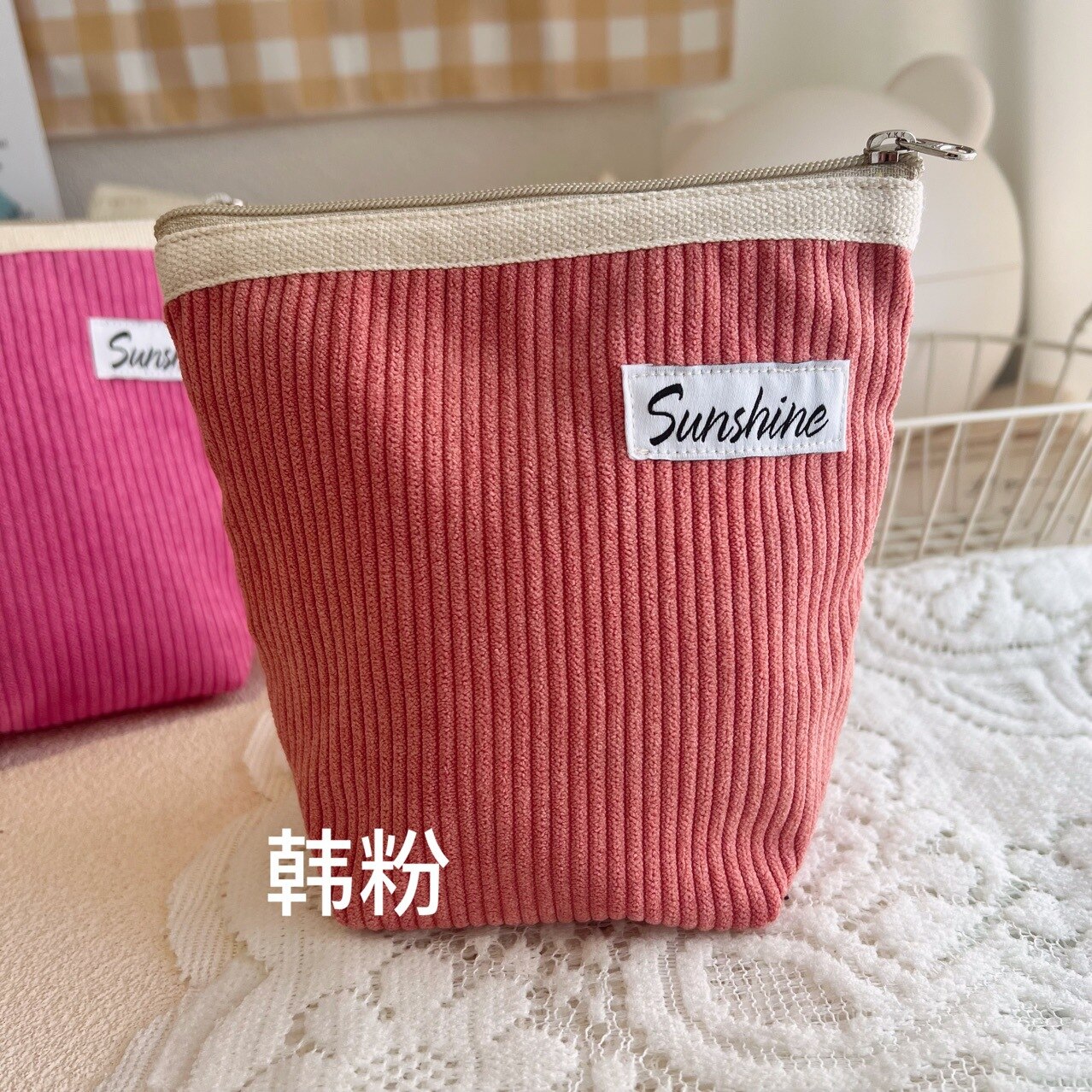 Small Cosmetic Bags Outside Portable Corduroy Clutch Makeup Coin Purse
