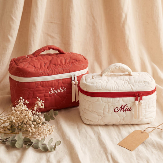 Personalised Quilted Bunny Makeup Bag — Custom Name | Gift for Her