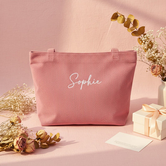 Personalised Embroidery Tote Bag — Custom Name or Monogram Gift for Her