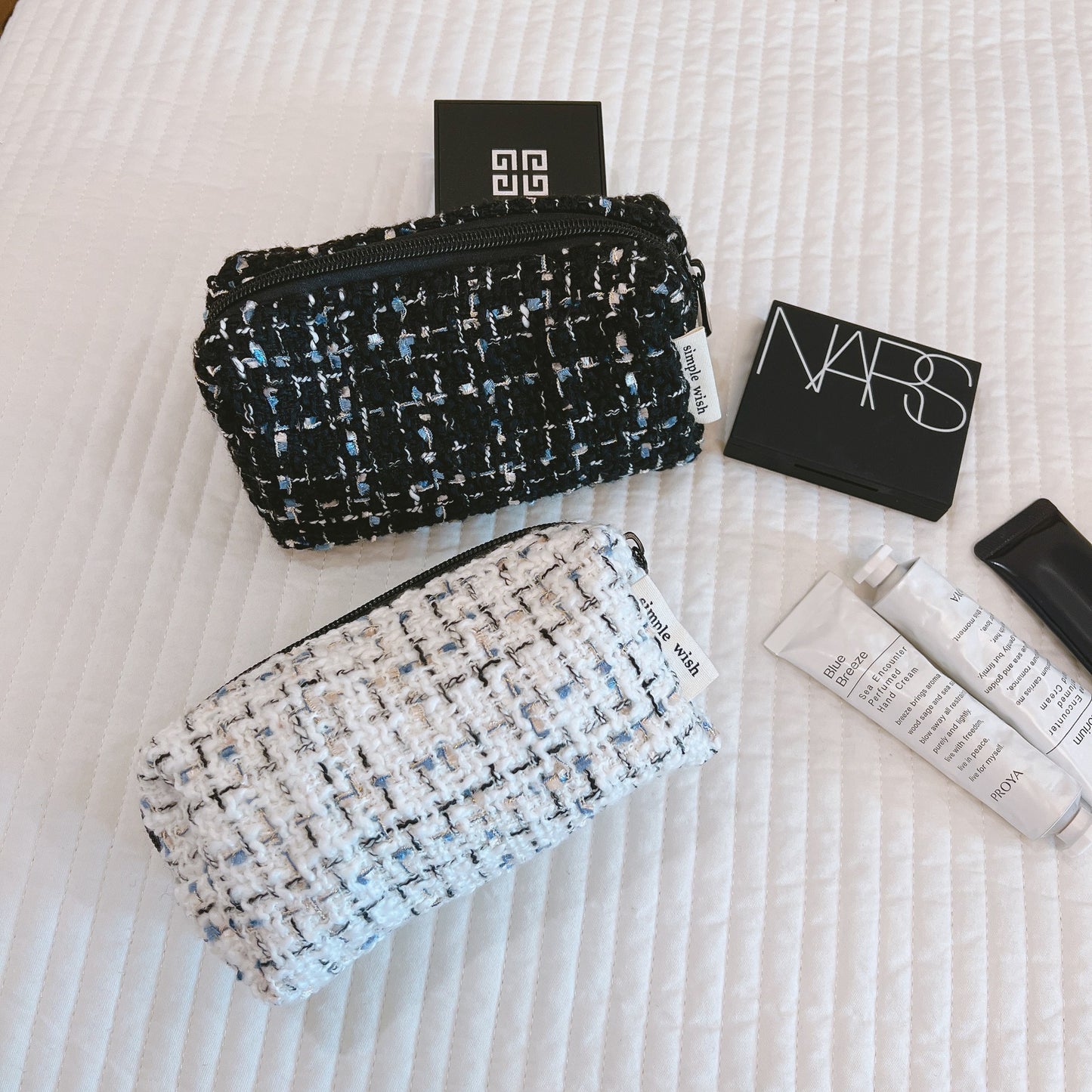 Classic Black White Plaid makeup bag