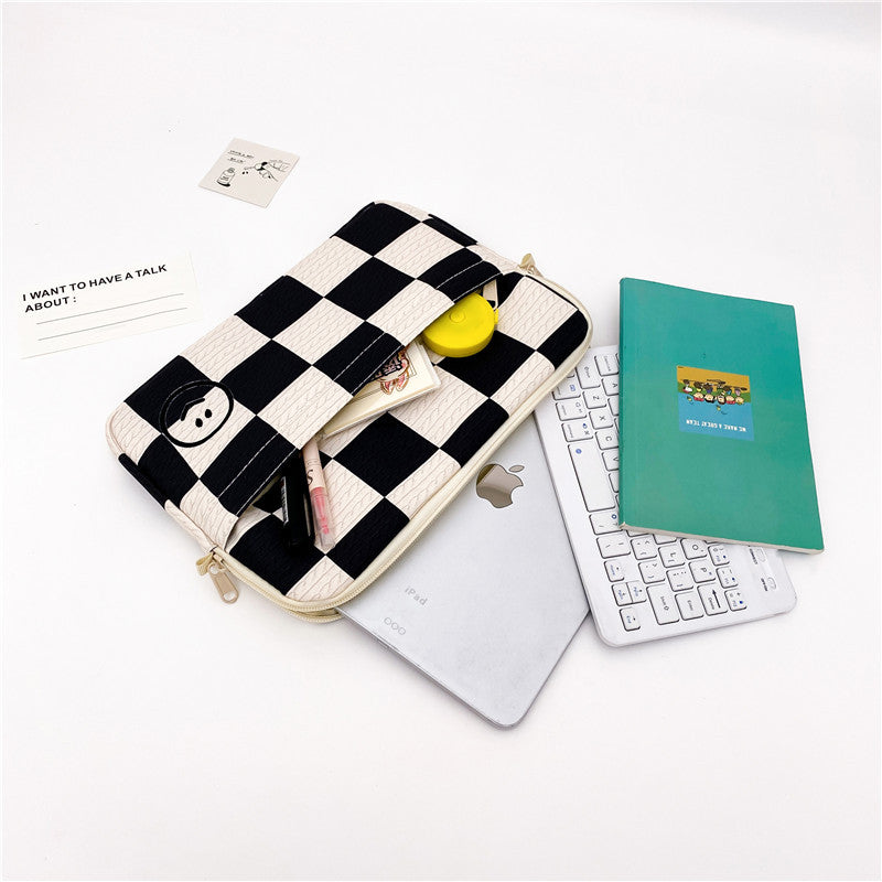 Classic Minimalist Checkboard Smiley Face iPad Laptop Bag, 11/13/15inch iPad Sleeve, iPad Bag