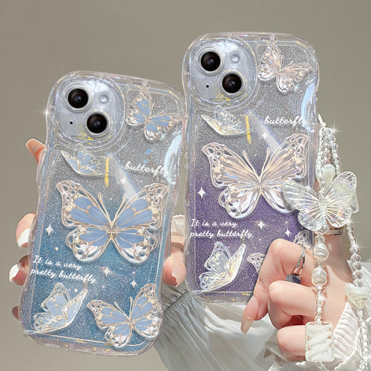 Bling Butterfly Bear Hearts Phone case with bracelet