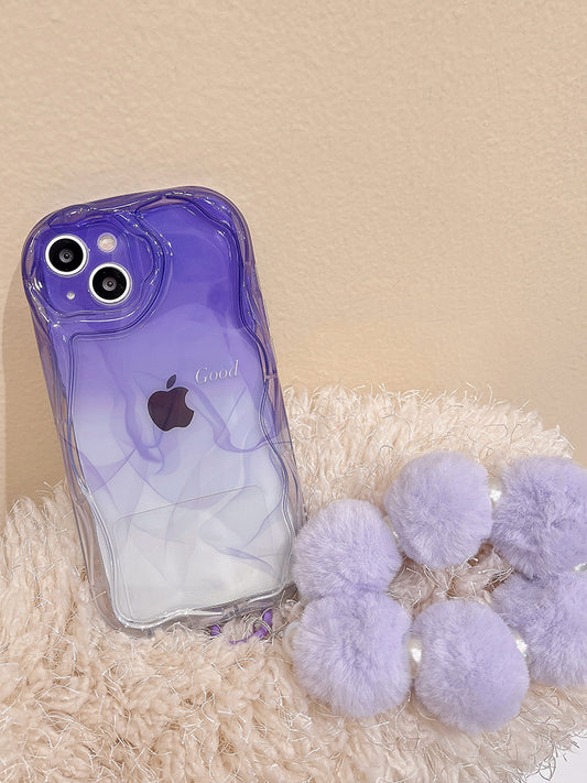 Purple Gradient Cute Phone case with purple plash pendant