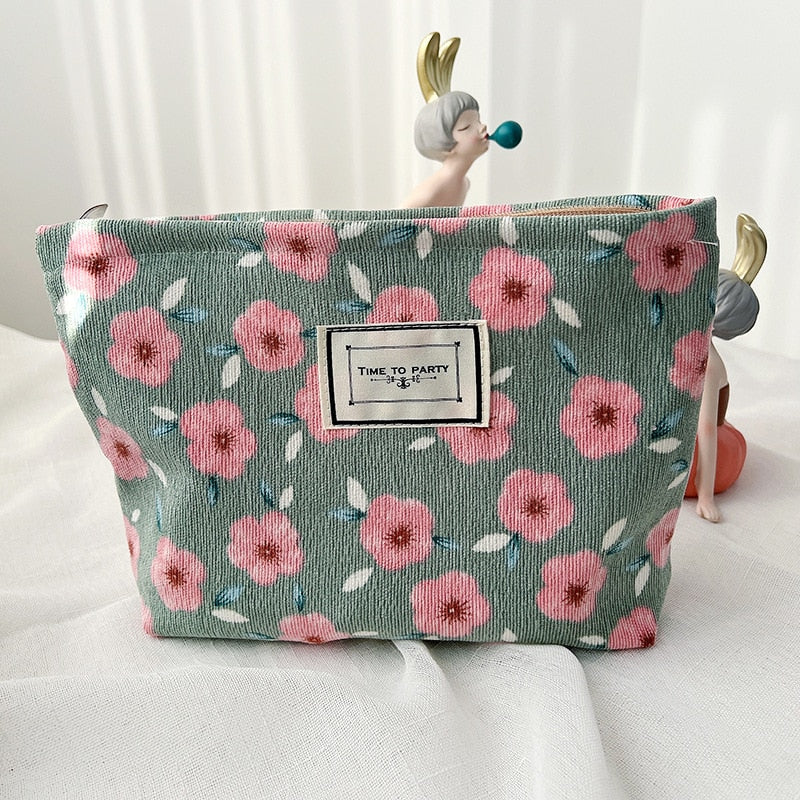 Fashion Simple Floral Jacquard Cosmetic Bag Large Capacity Travel Makeup Bag