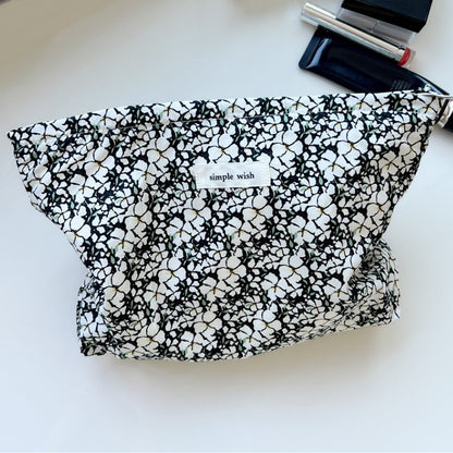 Fashion Simple Floral Jacquard Cosmetic Bag Large Capacity Travel Makeup Bag