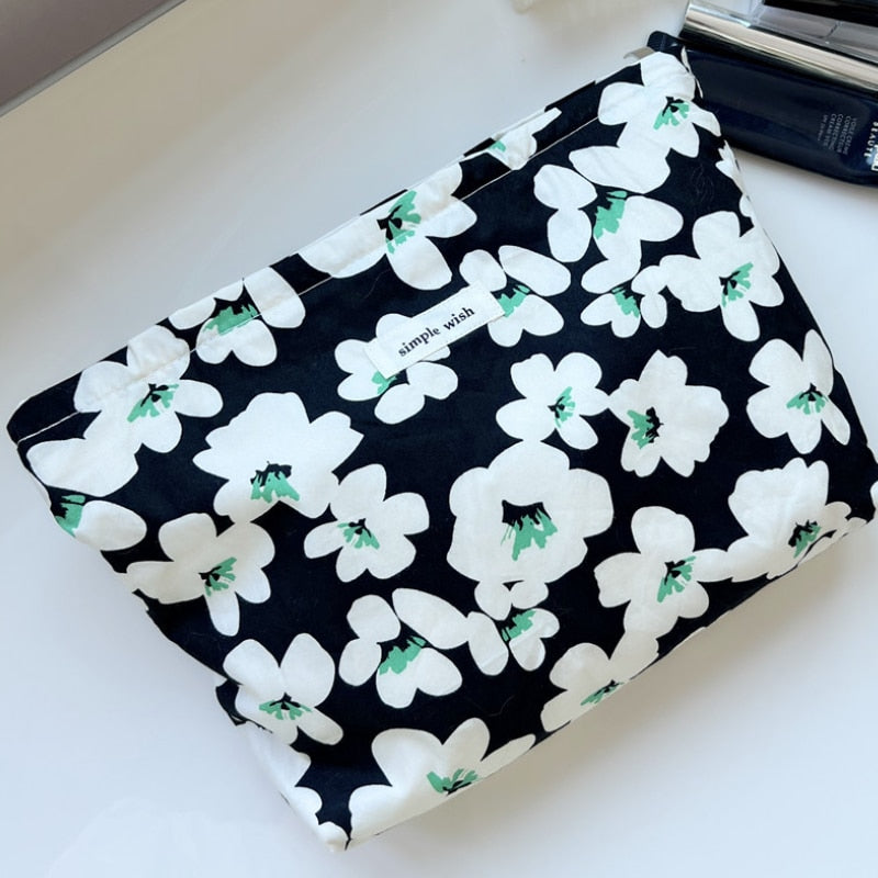 Fashion Simple Floral Jacquard Cosmetic Bag Large Capacity Travel Makeup Bag