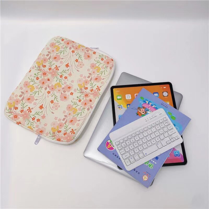 Flower Pattern Laptop Sleeve Liner Bag 11 13 14 15 Inch Cover for Macbook Ipad Pro 10.5 11 12.9 Air 1 2 3 4 Pouch