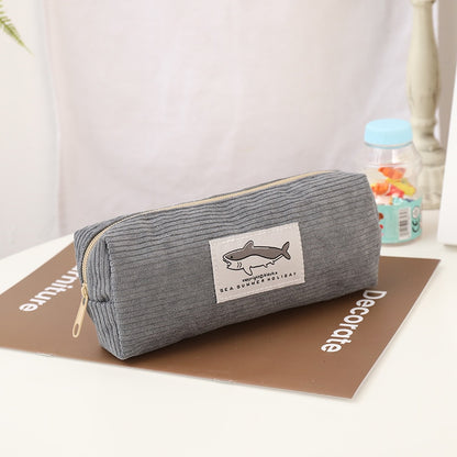 Shark Pencil Case Corduroy Pen Case Kawaii Stationery Estuche Large Capacity Pencilcase Trousse School Supplies Pencil Pouch