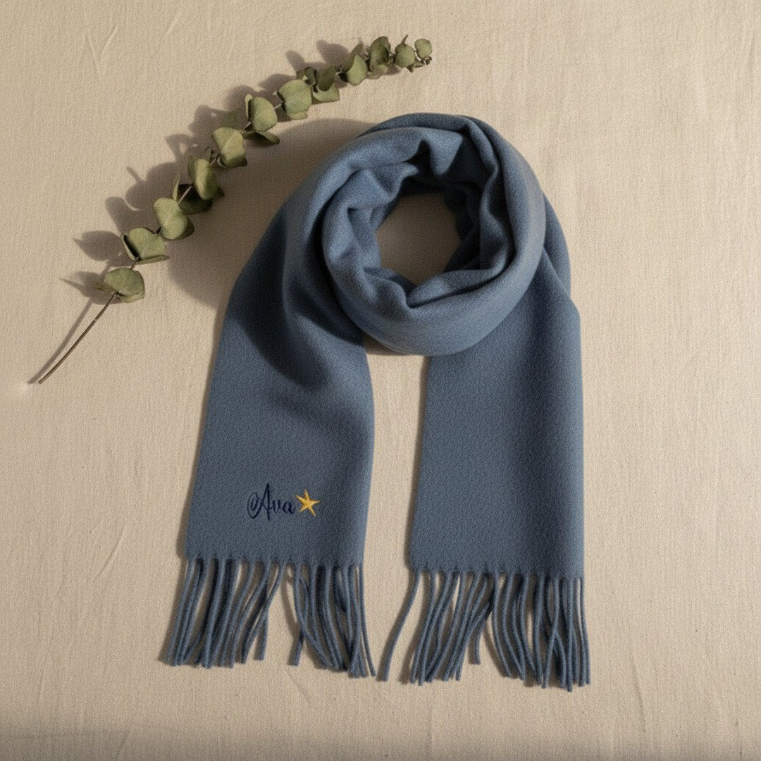 Personalised Embroidery Scarf — Custom Name Gift for Women