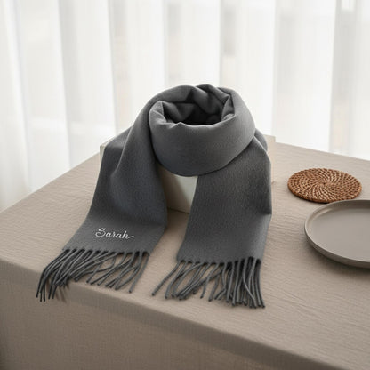 Personalised Embroidery Scarf — Custom Name Gift for Women