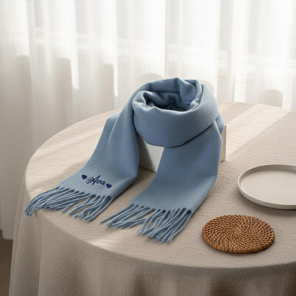 Personalised Embroidery Scarf — Custom Name Gift for Women