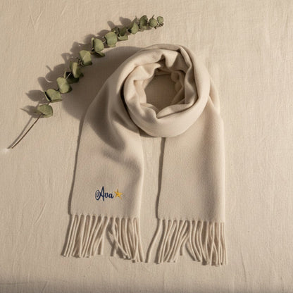Personalised Embroidery Scarf — Custom Name Gift for Women