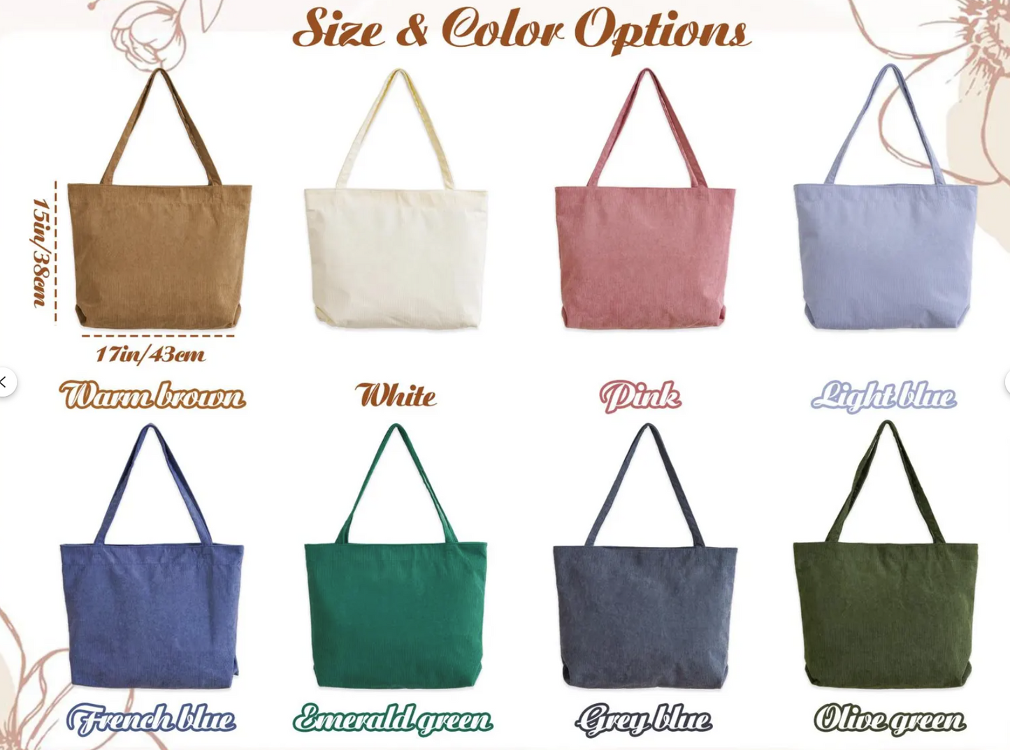 Personalised Embroidery Tote Bag — Custom Name or Monogram Gift for Her