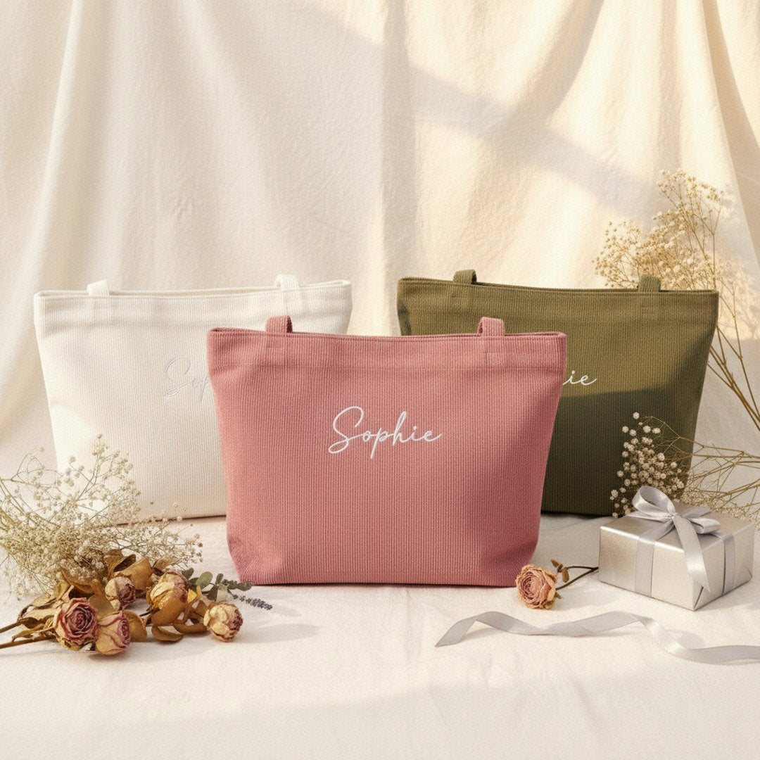 Personalised Embroidery Tote Bag — Custom Name or Monogram Gift for Her