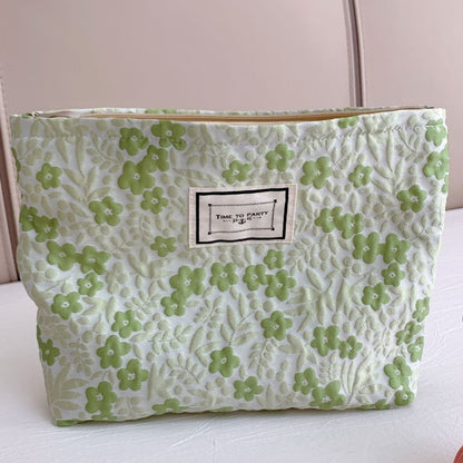 Fashion Simple Floral Jacquard Cosmetic Bag Large Capacity Travel Makeup Bag