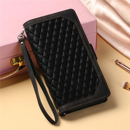 Lanyard Zipper Wallet Flip Leather Case for Samsung Galaxy with Card Cover
