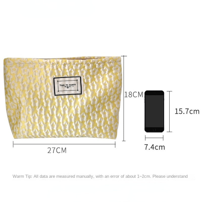 Fashion Simple Floral Jacquard Cosmetic Bag Large Capacity Travel Makeup Bag