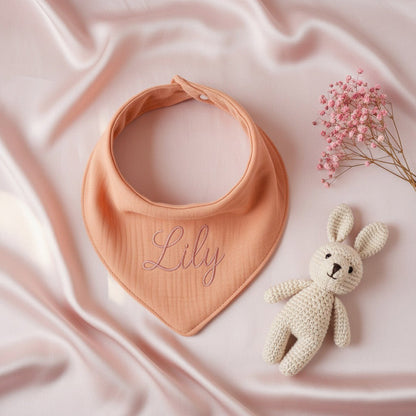 Personalised Muslin Bandana Bib — Custom Name Baby Drool Bib Gift