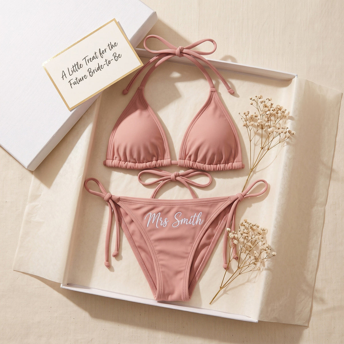 Personalised embroidered bikini - bride beach lifestyle honeymoon gift custom name | SweetCarry