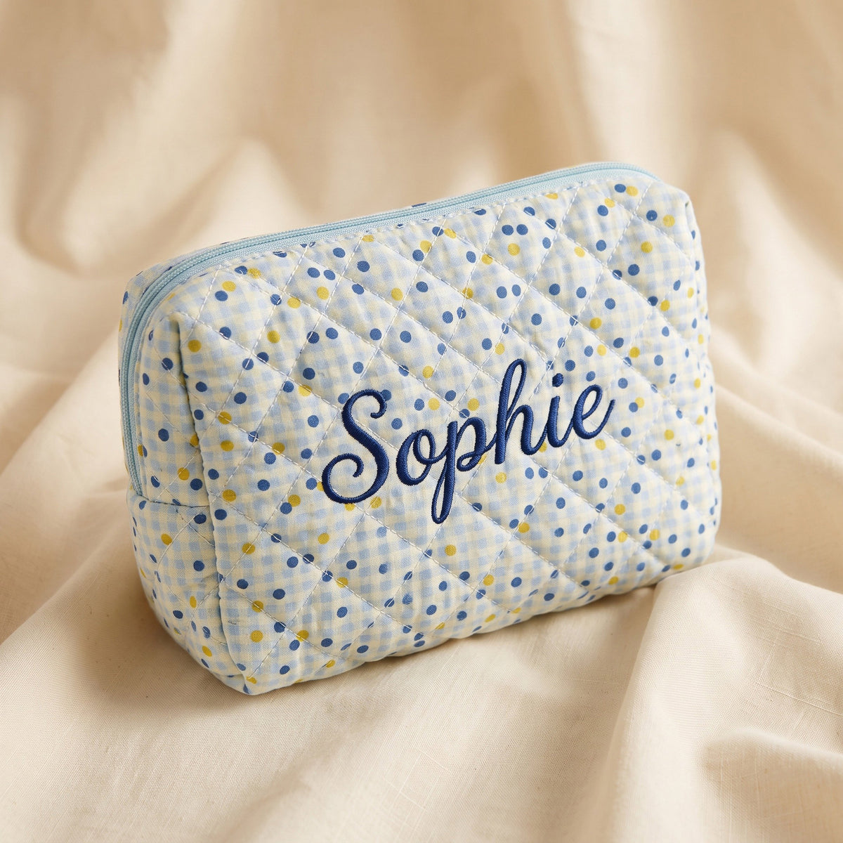 Personalised Quilted Clutch Makeup Bag — Custom Name | Gift for Her