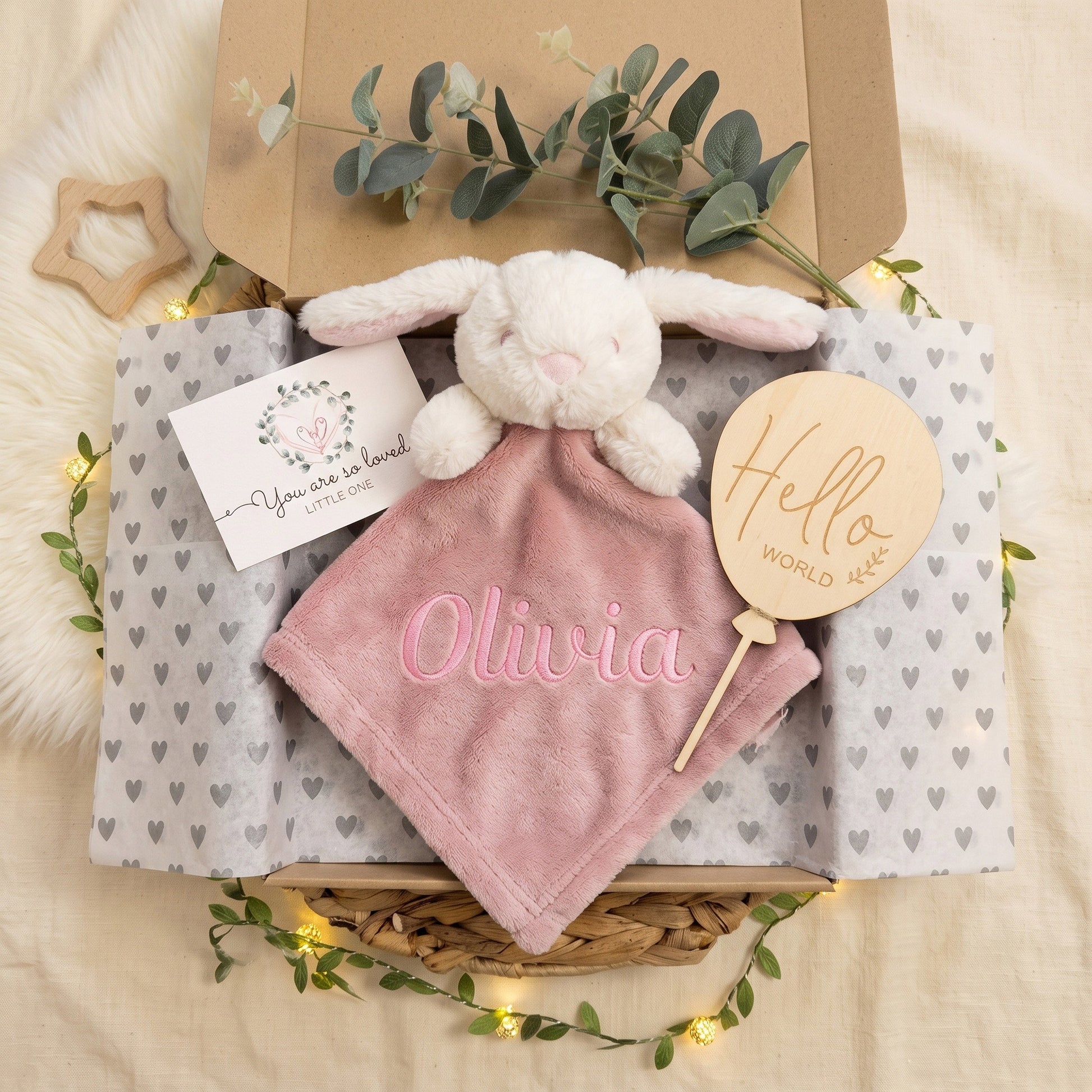 Personalised Baby Bunny Comforter - white bunny with embroidered name | SweetCarry