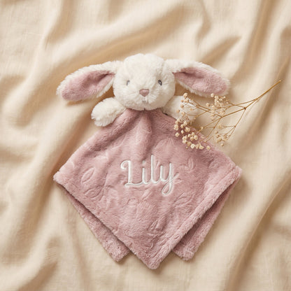 Personalised Bunny Comforter - dusty pink with custom name embroidery | SweetCarry