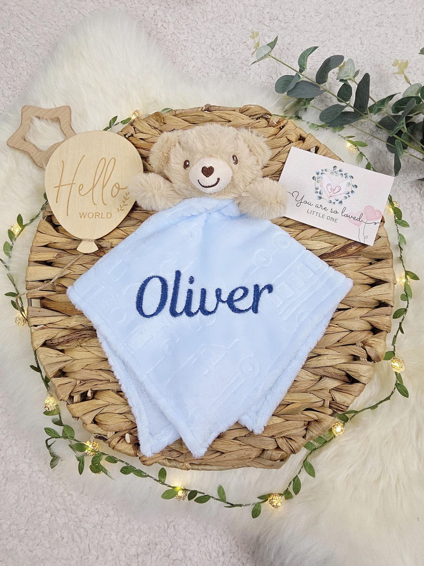 Personalised Plush Animal Comforter - baby shower gift with embroidered name | SweetCarry