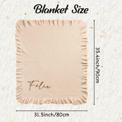 Personalised Ruffle Edge Baby Blanket - size and detail | SweetCarry
