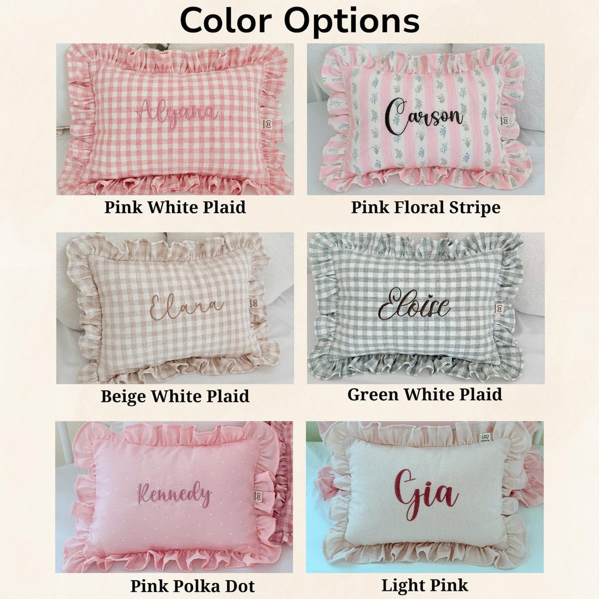 Personalised Embroidery Baby Pillow - close-up embroidery detail | SweetCarry