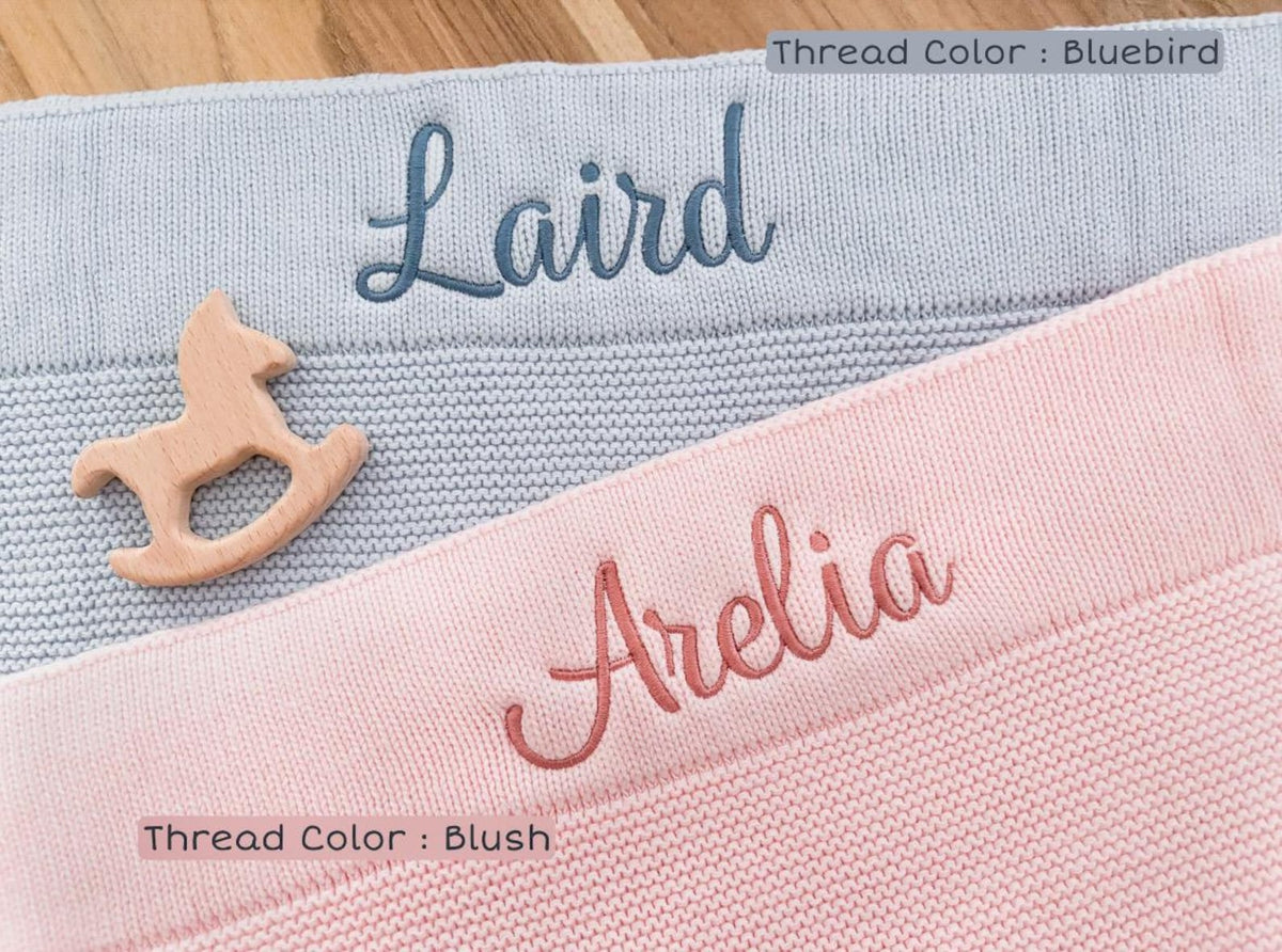 Personalised Knit Baby Blanket - colour and texture detail | SweetCarry