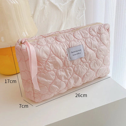 Personalised Embroidery Makeup Bag — Custom Name Quilted Cosmetic Bag Gift for Her