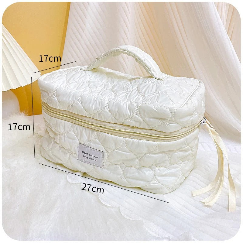 Personalised Embroidery Makeup Bag — Custom Name Quilted Cosmetic Bag Gift for Her