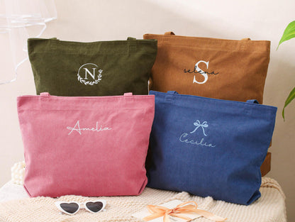 Personalised Embroidery Tote Bag — Custom Name or Monogram Gift for Her