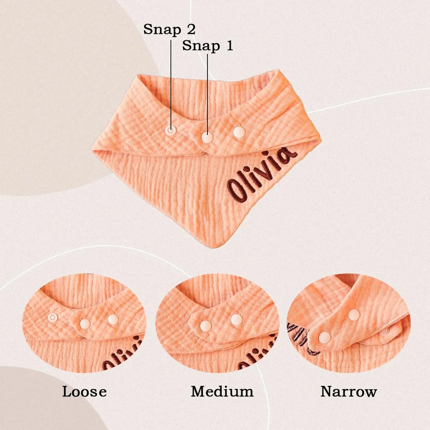 Personalised Muslin Bandana Bib — Custom Name Baby Drool Bib Gift