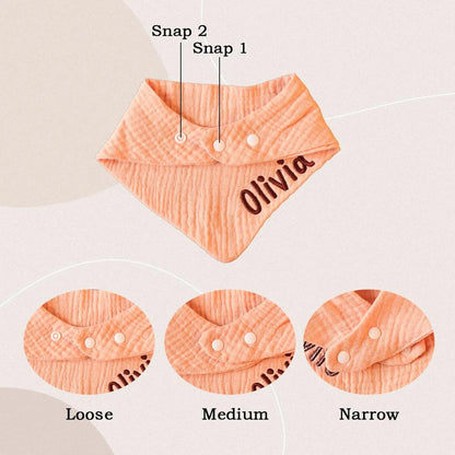 Personalised Muslin Bandana Bib — Custom Name Baby Drool Bib Gift