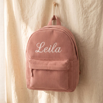 Custom name embroidered corduroy school bag - back to school gift for kids