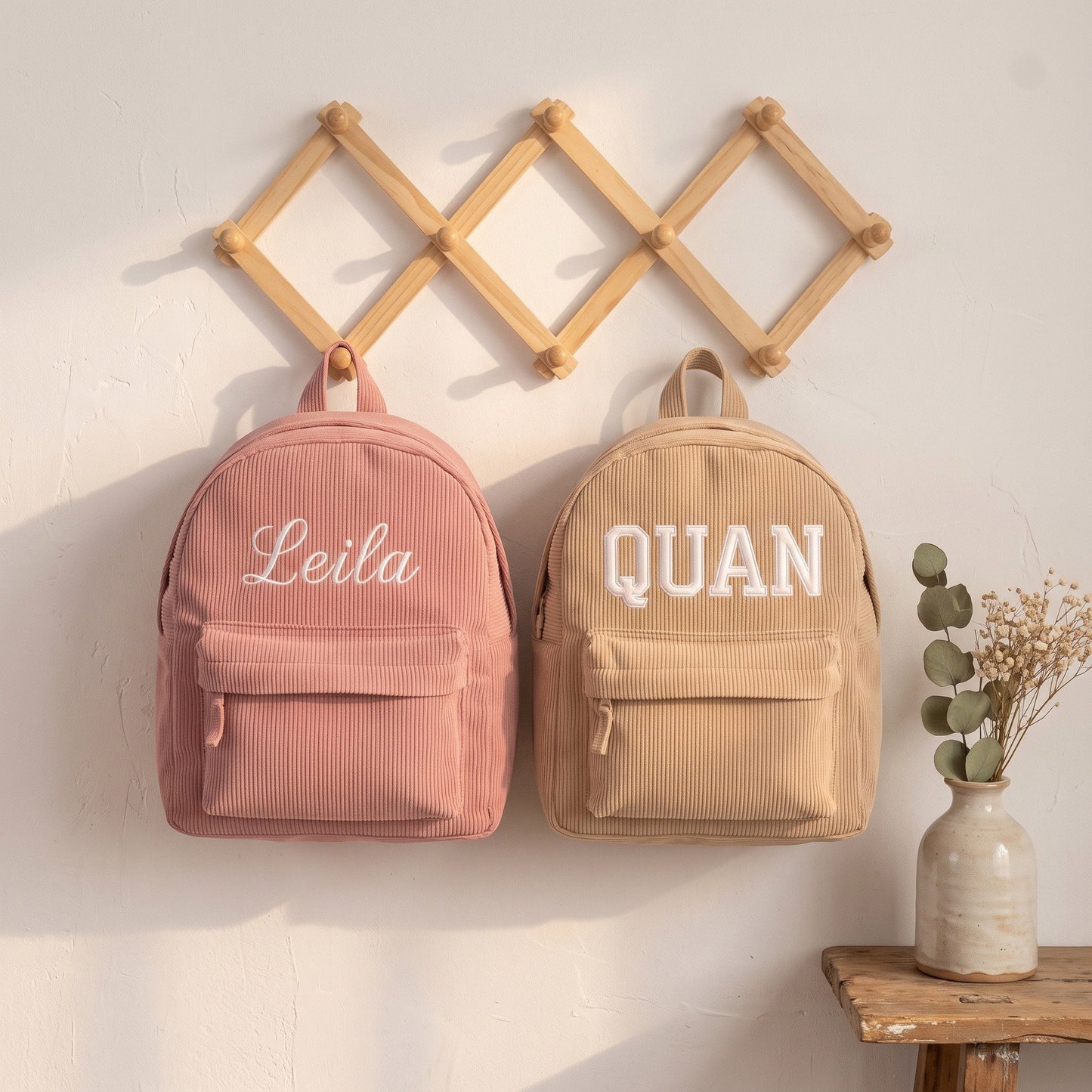 Kids personalised backpack in Baby Blue, Sand, Pink and Sage Green - SweetCarry