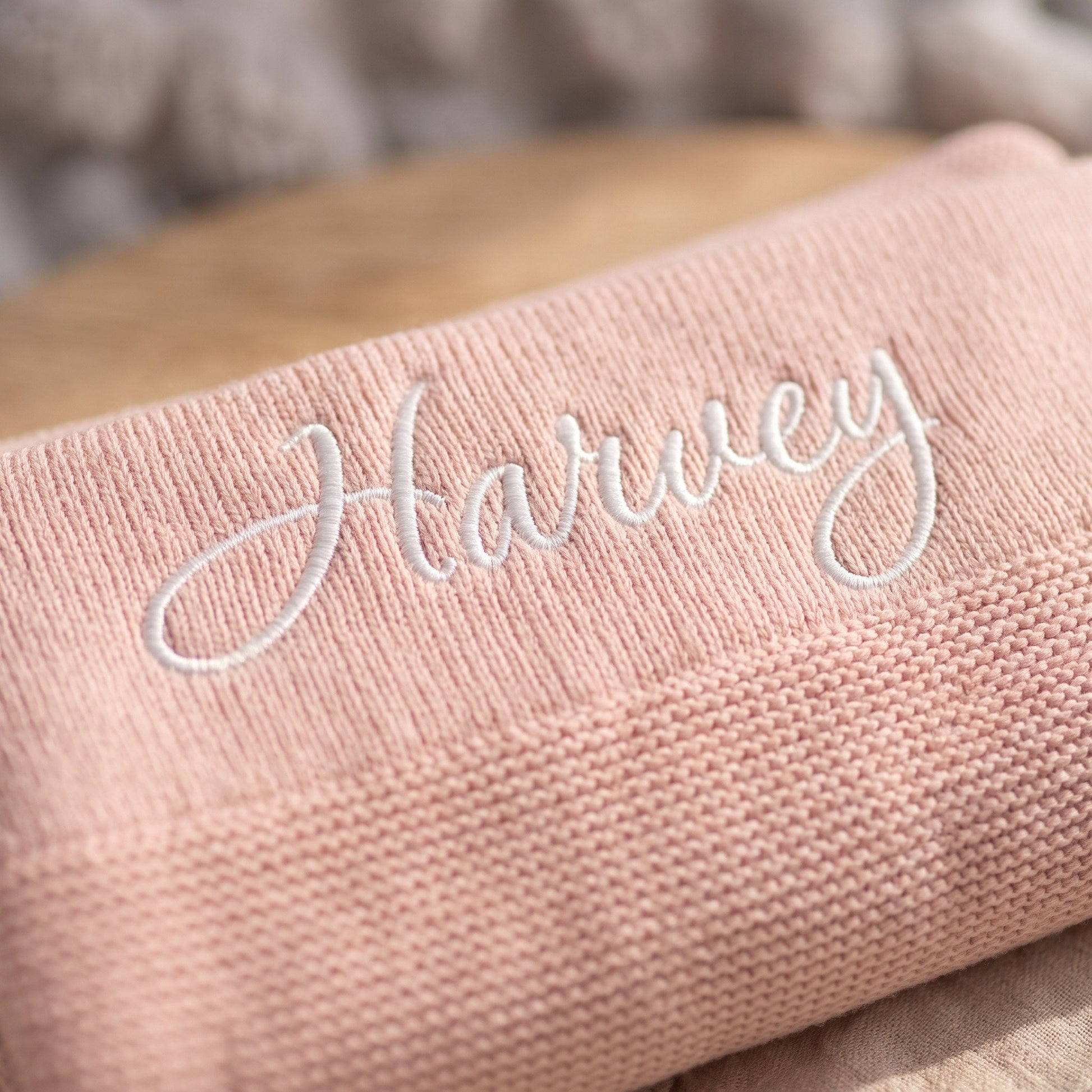 Personalised Baby Blanket with embroidered name - soft knit newborn gift | SweetCarry