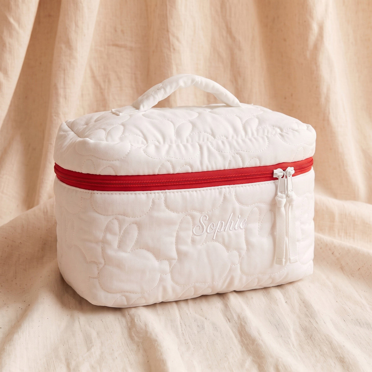 Personalised Quilted Bunny Makeup Bag — Custom Name | Gift for Her