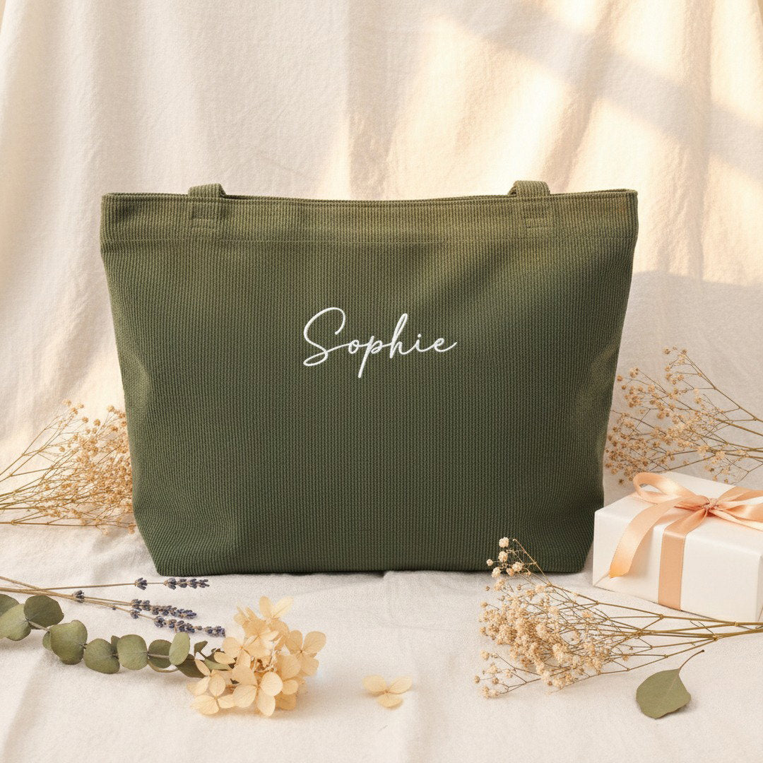 Personalised Embroidery Tote Bag — Custom Name or Monogram Gift for Her