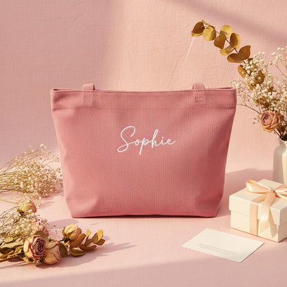 Personalised Embroidery Tote Bag — Custom Name or Monogram Gift for Her