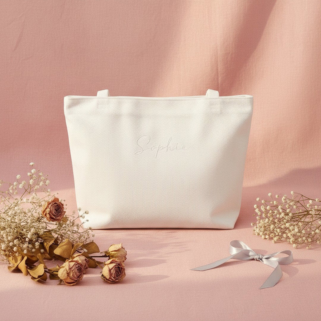 Personalised Embroidery Tote Bag — Custom Name or Monogram Gift for Her