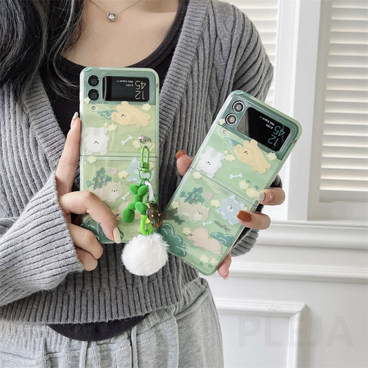 Cute Pompom Pendant Samsung Galaxy Z Flip 4 3 Case