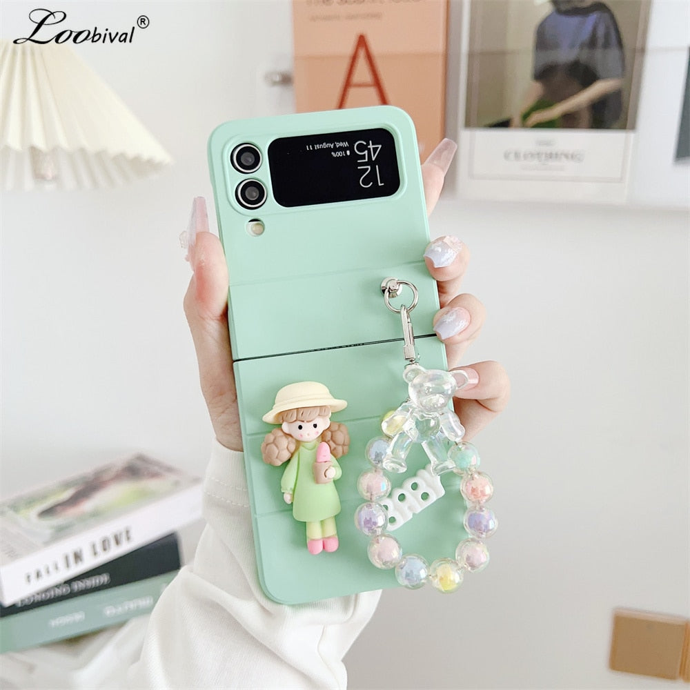 Cute Cartoon 3D Bear Samsung Galaxy Z Flip 5 4 3 Case