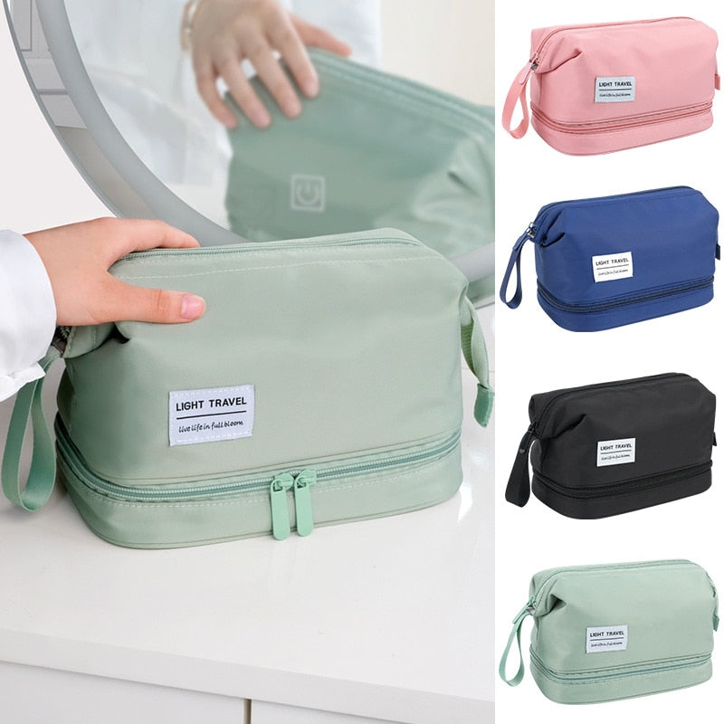 Large-capacity Big Cosmetic Bag Women Double Zipper Waterproof Makeup Bag