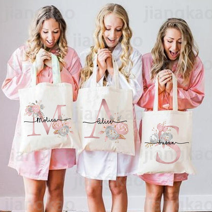 Personalized Bridesmaid Tote Bags Maid of Honor Custom Name Handbag Bridal Bachelorette Party Gifts